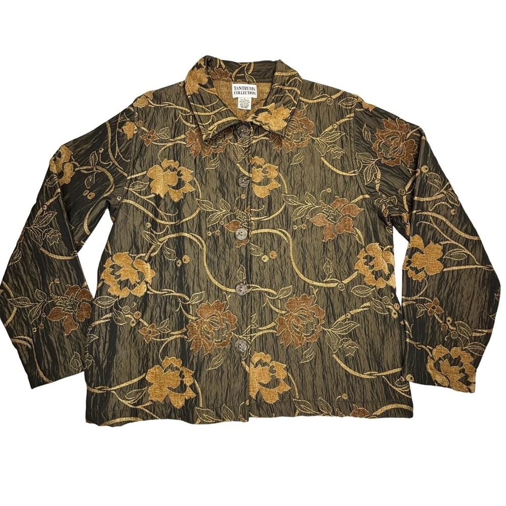 Vintage Tantrums Collection Tapestry‎ Jacquard Jacket Womens Large Floral Boho